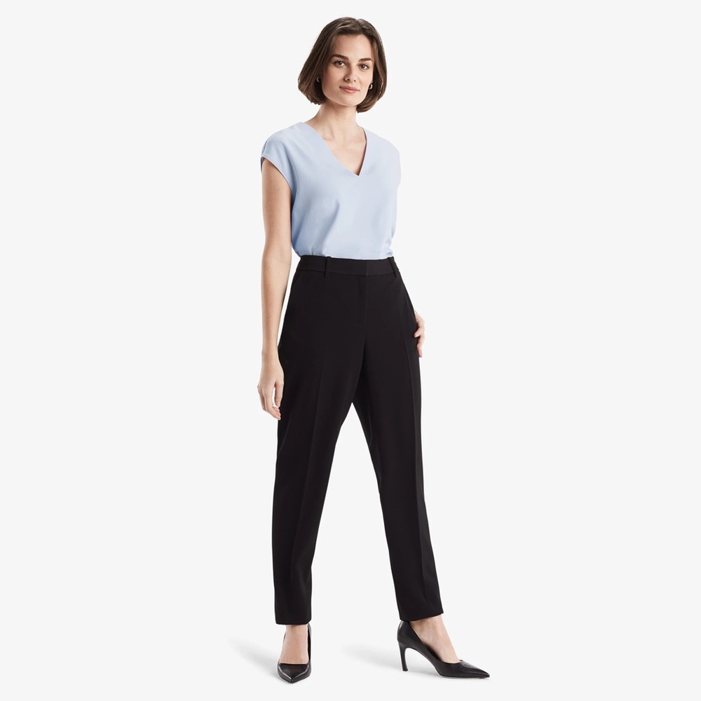 MM Lefleur V-Neck Cap Sleeve Blouse in Light Blue